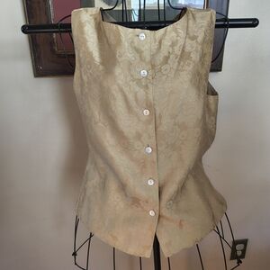 Talbots Gold Floral Brocade Blouse